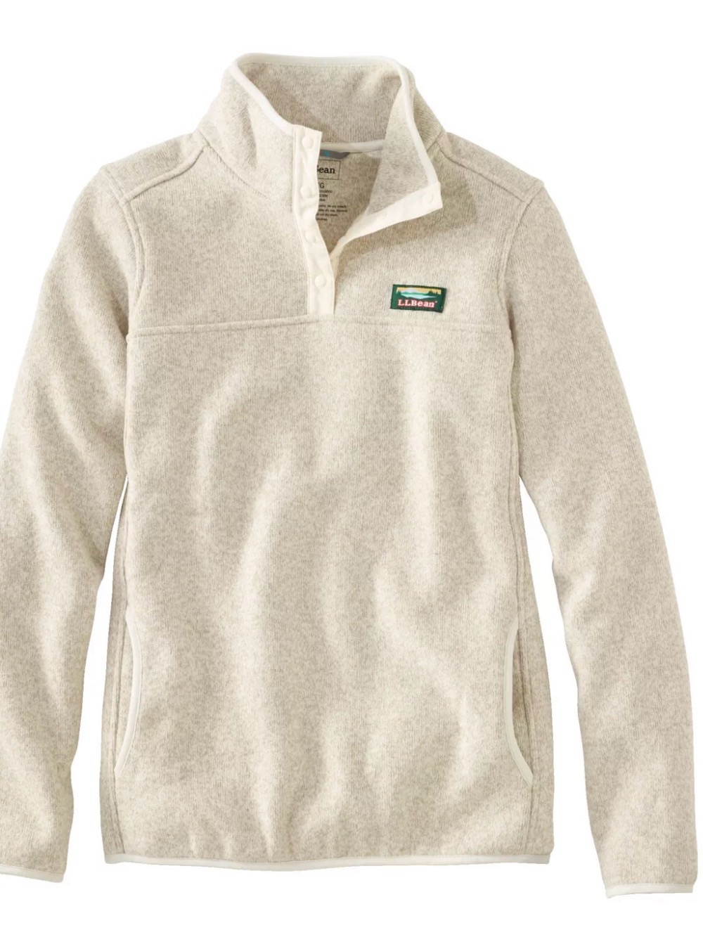 L.L. Bean Oatmeal Snap-Placket Fleece Pullover